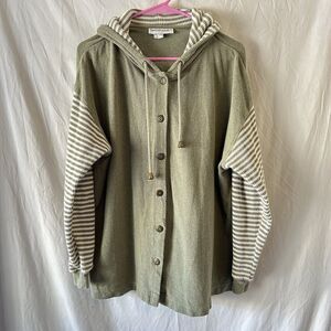 80s Vintage Oversized Emo Hoodie Small Punk Indie Sleaze 2 in 1 Grunge Striped